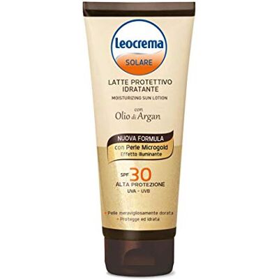 Leocrema Solare Latte protettivo idratante con perle Microgold Spf30 200 ml Leocrema Solare Latte protettivo idratante con perle Microgold Spf30 200 ml
