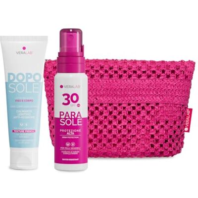 VERALAB Kit Solari Protezione Completa, Parasole SPF30 100ml + Doposole 100ml + Pochette Mare Kit Esclusiva Amazon VERALAB Kit Solari Protezione Completa, Parasole SPF30 100ml + Doposole 100ml + Pochette Mare Kit Esclusiva Amazon
