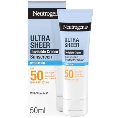 Neutrogena Ultra Sheer Crema Solare Viso Invisibile SPF 50, 50 ml Crema viso SPF 50 idratante, Per pelli secche, molto secche e sensibili, Senza profumo, Assorbimento rapido, Non comedogenica Neutrogena Ultra Sheer Crema Solare Viso Invisibile SPF 50, 50 ml Crema viso SPF 50 idratante, Per pelli secche, molto secche e sensibili, Senza profumo, Assorbimento rapido, Non comedogenica