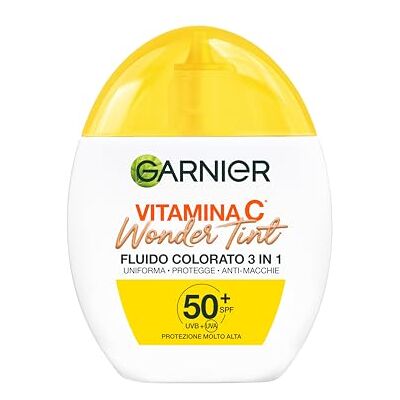 Garnier Fluido Colorato 3 in 1 Wonder Tint Vitamina C, Per Tutti i Tipi di Pelle, Protezione Solare SPF50+, Pelle Uniformata e Protetta, Macchie Ridotte, Tonalità: Medium, 40 ml Garnier Fluido Colorato 3 in 1 Wonder Tint Vitamina C, Per Tutti i Tipi di Pelle, Protezione Solare SPF50+, Pelle Uniformata e Protetta, Macchie Ridotte, Tonalità: Medium, 40 ml