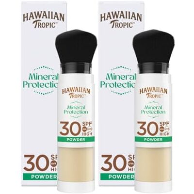 HAWAIIAN Tropic SPF 30 Pennello per trucco solare minerale UVA/UVB, finitura opaca, senza parabeni profumati, 4,25 g (confezione da 2) HAWAIIAN Tropic SPF 30 Pennello per trucco solare minerale UVA/UVB, finitura opaca, senza parabeni profumati, 4,25 g (confezione da 2)