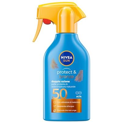 Sun Spray Protect & Bronze SPF 50 250 ml, Crema solare 50 spray abbronzante corpo, Protezione solare 50 con attivatore di Melanina acceleratore abbronzatura, Resistente all'acqua, Non unge Sun Spray Protect & Bronze SPF 50 250 ml, Crema solare 50 spray abbronzante corpo, Protezione solare 50 con attivatore di Melanina acceleratore abbronzatura, Resistente all'acqua, Non unge