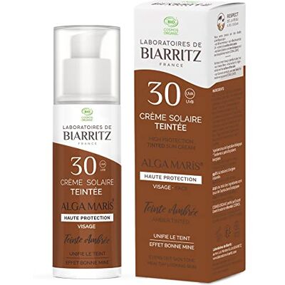 Laboratoires de Biarritz Crema solare viso tinto ambra SPF30 ALGA MARIS® Certificato Bio Protezione UVA/UVB e Luce Blu 50 ml Made in France Laboratoires de Biarritz Crema solare viso tinto ambra SPF30 ALGA MARIS® Certificato Bio Protezione UVA/UVB e Luce Blu 50 ml Made in France