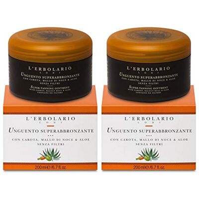 L'Erbolario 2x Unguento Super Abbronzante 200 ml con Carota, Mallo di Noce e Aloe 2 Unguenti da 200 ml l'uno L'Erbolario 2x Unguento Super Abbronzante 200 ml con Carota, Mallo di Noce e Aloe 2 Unguenti da 200 ml l'uno