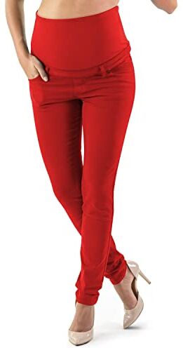 MAMAJEANS Milano Jeans Premaman Donna Basic, Super Elasticizzato e Comodo, Pantaloni Skinny, Abbigliamento per Ogni Fase della Gravidanza Made in Italy (38 XXS, Rosso)