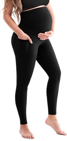 SINOPHANT Leggings premaman da donna, a vita alta, opachi, per gravidanza, morbidi, elastici, alla moda, per casa, yoga, sport, 1 confezione di colore nero, XXL