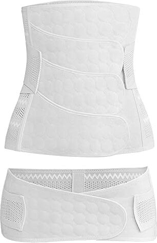 WANYIG Fascia Post Parto Con Stecche 3 in 1 Fascia Post Parto Cintura Donna Fascia Addominale Post Operatoria Postpartum Belly Belt Wrap per Cesareo Naturale (XL, Bianco)