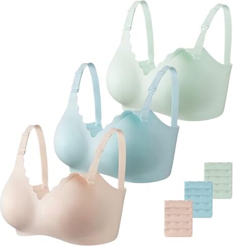 Dresime Reggiseni Allattamento, 3 Pezzi Reggiseno per maternità Senza Fili Ultra Comfort Reggiseni di Gravidanza per Le Donne