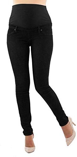 MAMAJEANS Milano Jeans Premaman Donna Basic, Super Elasticizzato e Comodo, Pantaloni Skinny, Abbigliamento per Ogni Fase della Gravidanza (Nero, XS)