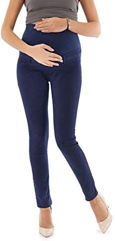 MAMAJEANS Milano Jeans Premaman Donna Basic, Super Elasticizzato e Comodo, Pantaloni Skinny, Abbigliamento per Ogni Fase della Gravidanza Made in Italy (Blu Limited, 3XL)