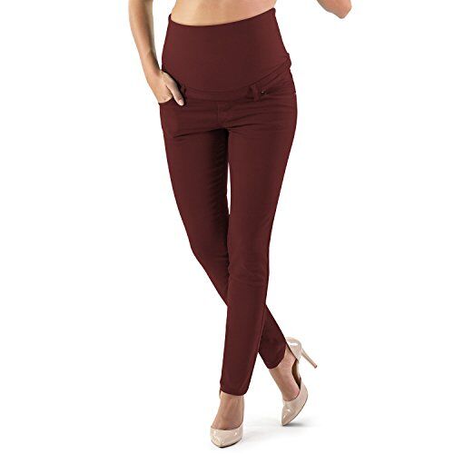 MAMAJEANS Milano Jeans Premaman Donna Basic, Super Elasticizzato e Comodo, Pantaloni Skinny, Abbigliamento per Ogni Fase della Gravidanza Made in Italy (Bordeaux, L)