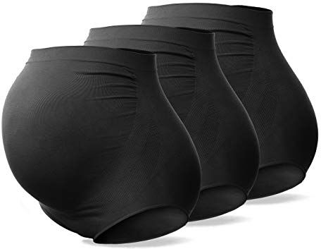 SUNNYBUY Biancheria Intima Premaman a Vita Alta da Donna per Gravidanza Senza Cuciture morbide Mutandine Hipster sopra Il pancione, Nero, Confezione da 3, M