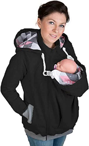 stdpcxz 3 E 1 Marsupio Canguro Multifunzionale, Giacca Canguro Multifunzionale Invernale Da Donna Felpa Con Cappuccio Pullover Con Cappuccio Marsupio Mamma Canguro 1,L