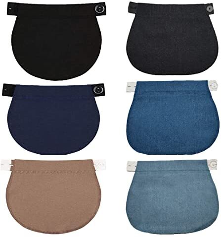 Simoda 6 Pezzi Estensioni Regolabili dei Pantaloni di Maternità Estensore Elastico in Vita Estensioni Regolabili del Bottone Della Mutanda per le Donne in Gravidanza,6 Colori