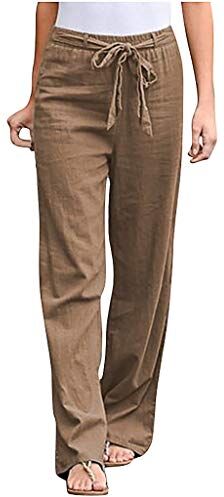 KEERADS Pantaloncini Da Bagno Rosa Lunghi Sciarpe pantaloni biancheria pantaloni moda cotone solido Casual Straight donna pantaloni Jean Dress (Khaki #3, L)