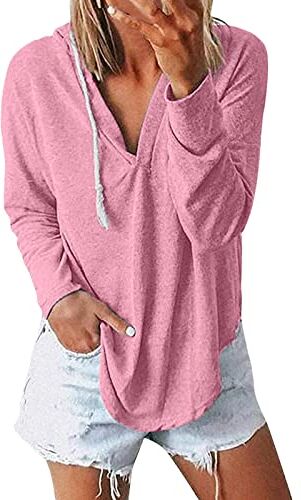 Generic Camicia da donna con stampa casual, a maniche corte, con scollo a V, tunica, lato largo, camicetta in gravidanza (rosa, XXXL)