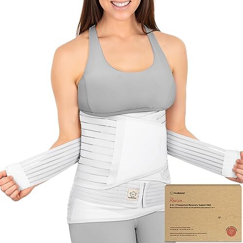 KeaBabies 3 in 1 Post-Partum Supporto per La Pancia Involucro di Recupero Ventre per Postnatale, Gravidanza, maternità Cinturini per Donne Shaper per Il Corpo Cintura Shapewear (Matte White, M/L)