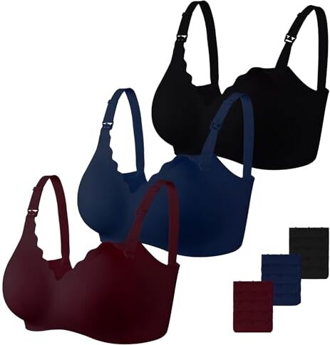 Dresime Reggiseni Allattamento, 3 Pezzi Reggiseno per maternità Senza Fili Ultra Comfort Reggiseni di Gravidanza per Le Donne