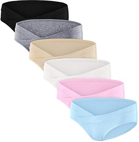 HBselect 6 Pezzi Slip per Gravidanza Morbido e Traspirante Mutandine per Gestante a Vita Bassa e in Cotone Biancheria Intima in Gravidanza