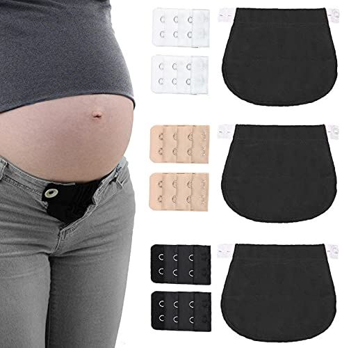 N\O Qazuwa Extension Cintura Cintura Prolunga Pantaloni 3 Pezzi Estensioni Reggiseno 6 Pz Elastico Pantaloni Estensori Regolabile Cintura Extender Estensore di Reggiseno Per Donne Incinte Jeans Pantaloni