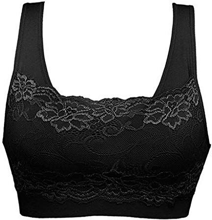 KEERADS Slip Monouso Maternità S Reggiseno Reggiseno Con Anteriore Pizzo Senza Cuciture Donne Coperta Sport Pizzo Top Intimi Slip Ragazza Principessa (Black-1, L)