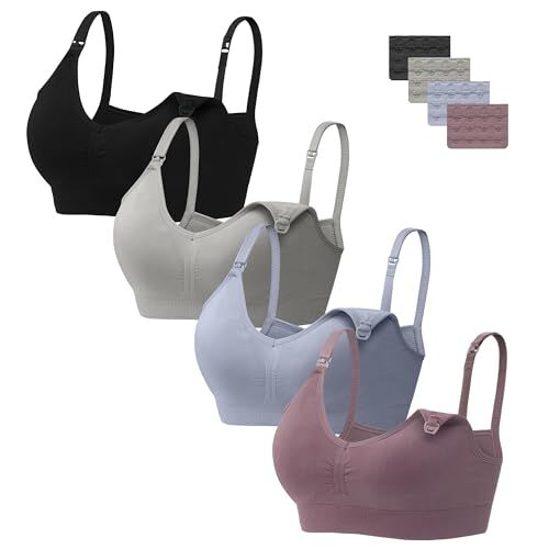 HBselect 4 PCS Reggiseno Allattamento con Estensione Reggiseno Bra Donna Morbido e Traspirante Reggiseno Senza Ferretto e Senza Cuciture