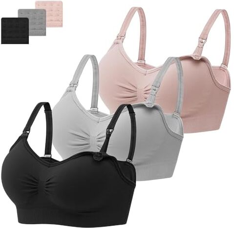 HBselect 3 PCS Reggiseno Allattamento con Estensione Reggiseno Bra Donna Morbido e Traspirante Reggiseno Senza Ferretto e Senza Cuciture