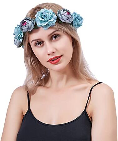 XGOPTS Corona di fiori regolabile ghirlanda floreale copricapo boho corona per capelli da sposa con nastro per donne e ragazze, festival, festa di nozze, accessori per foto premaman