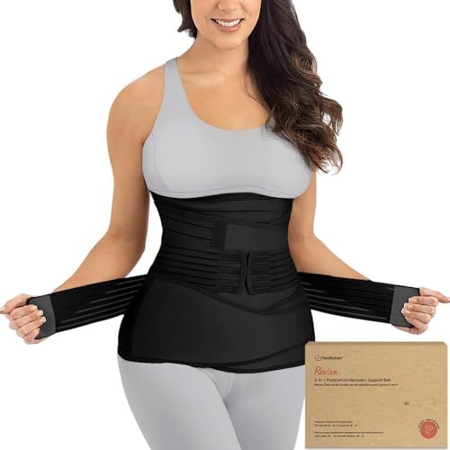 KeaBabies 3 in 1 Post-Partum Supporto per La Pancia Involucro di Recupero Ventre per Postnatale, Gravidanza, maternità Cinturini per Donne Shaper per Il Corpo Cintura Shapewear (Midnight Black, M/L)