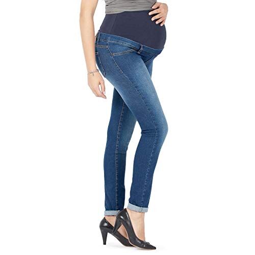 MAMAJEANS Milano Jeans Premaman Donna Basic, Super Elasticizzato e Comodo, Pantaloni Skinny, Abbigliamento per Ogni Fase della Gravidanza (Stone, XL)
