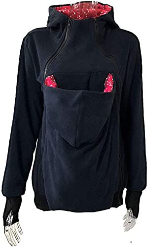 stdpcxz Felpa Con Cappuccio Da Donna 3 In 1 Giacca Premaman Gravidanza Calde Cappotto Con Cerniera Borse Felpa Mamma Canguro Per Neonati Autunno E Inverno 5,M