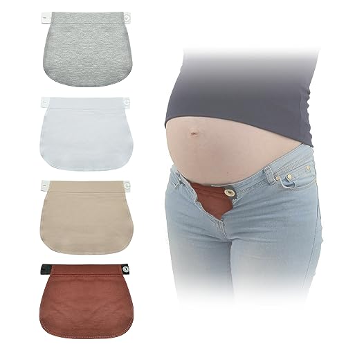 LSYYSL Set di 4 cinture di maternità, prolunga per pantaloni di maternità, estensione elastica regolabile, fibbia allungata regolabile, cintura di prolunga per pantaloni elastici di maternità.