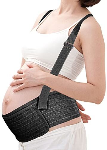 LORESJOY Fascia Gravidanza Sostegno, Premaman Fasce di Sostegno, Cintura maternità Traspirante Regolabile, Fascia della pancia di maternità per la gravidanza, Maternity Band Belt (Nero)