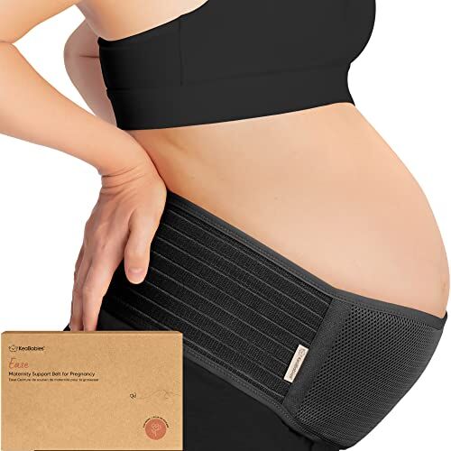 KeaBabies Fascia della pancia di maternità per la gravidanza Cintura di supporto della pancia di gravidanza morbida e respirabile Fasce di supporto pelviche (Midnight Black, X Grande)