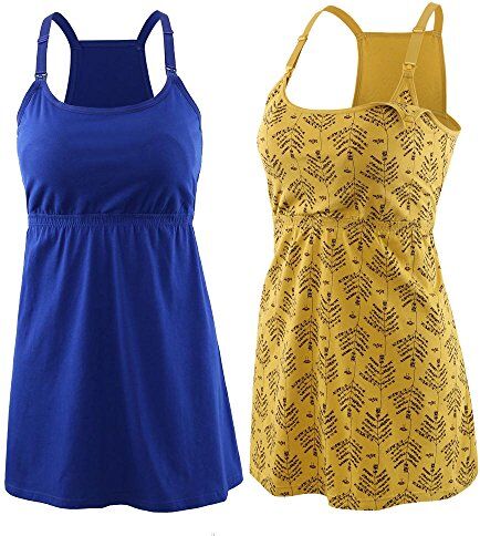 Manci Top Allattamento, maternità Vest Reggiseno al Seno Canotta (Yellow+Blue, Medium)