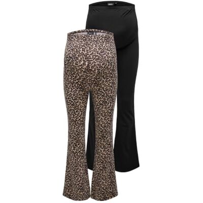 Only Olmlovely Leo Flared Pant 2 Pack Noos, Nero, L Only Olmlovely Leo Flared Pant 2 Pack Noos, Nero, L