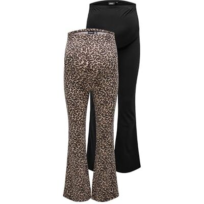 Only Olmlovely Leo Flared Pant 2 Pack Noos, Nero, M Only Olmlovely Leo Flared Pant 2 Pack Noos, Nero, M