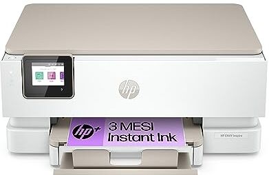 HP Envy Inspire 7220e 242P6B, Stampante Multifunzione a Getto d'Inchiostro A4 a Colori, Fronte/Retro Automatico, 22 ppm, Wi-Fi,  Smart, 3 Mesi di Inchiostro Instant Ink Inclusi con +, Bianca