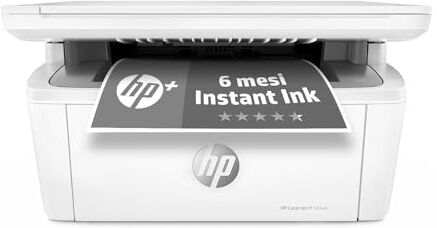 HP LaserJet M140we 7MD72E, Stampante Multifunzione Laser A4, Monocromatica, Stampa Fronte e Retro Manuale in b/n, 20 ppm, Wi-Fi,  Smart, 6 Mesi di Piano Toner Instant Ink incluso con +, Bianca