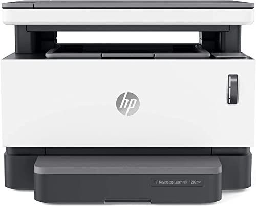 HP LaserJet Neverstop 1201n 5HG89A, Stampante Multifunzione A4 con Serbatoio Toner a Ricarica Rapida, Stampa Fronte e Retro Manuale in b/n, 20 ppm, USB, Ethernet,  Smart, Bianca