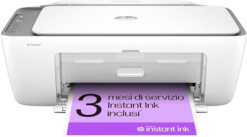 HP DeskJet 2820e 588K9B, Stampante Multifunzione a Getto d'Inchiostro A4 a Colori, Fronte e Retro Manuale, 7,5 ppm, Wi-Fi,  Smart, 3 Mesi di Inchiostro Instant Ink Inclusi con +, Bianca