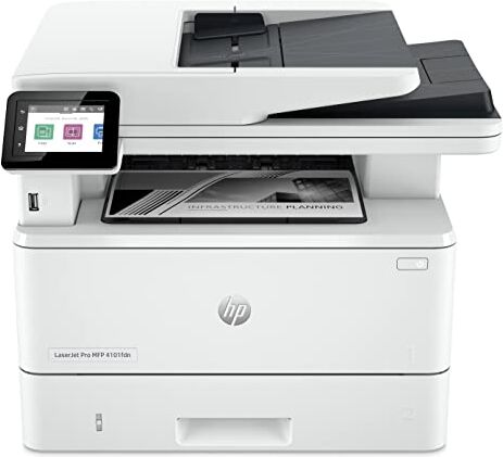 HP Laserjet Pro MFP 4102dw 2Z622F, Stampante Multifunzione A4, Stampa Fronte e Retro Automatico in b/n, 42 ppm, USB Host, Wi-Fi, Ethernet, ADF,  Smart, Bianca