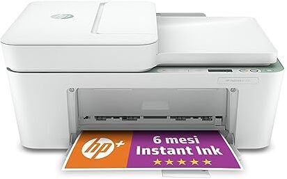 HP DeskJet 4122e , Stampante Multifunzione a Getto d'Inchiostro A4 a Colori, Fronte e Retro Manuale, 8,5 ppm, Wi-Fi,  Smart, 6 Mesi di Inchiostro Instant Ink Inclusi con +, Bianca