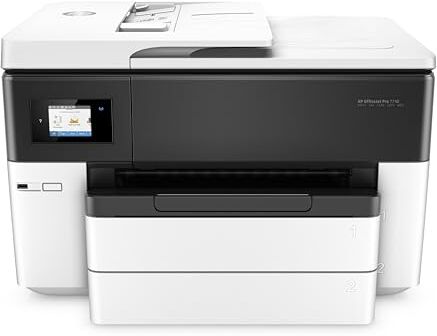 HP OfficeJet Pro 7740 G5J38A, Stampante Multifunzione per Grandi Formati A3, Stampa, Scansiona, Fotocopiatrice, Fax, ADF, Wi-Fi Direct, Ethernete USB,  Smart, Bianca