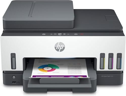 HP Smart Tank 7605 28C02A, Stampante Multifunzione a Colori, Serbatoio d'Inchiostro ad Alto Volume di Stampa, Fino a 12000 Pagine (Nero) e 8000 Pagine (Colore), F/R Automatica, Wi-Fi, Grigia