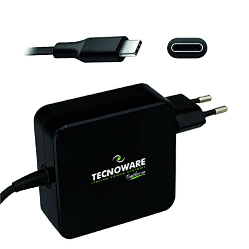 Tecnoware Power Systems Tecnoware Alimentatore Universale USB Type-C da 65 W Compatibile con Notebook Dotati di Porta USB C (Macbook Pro/Air, Asus, Lenovo Thinkpad e Yoga, Samsung, Huawei, Xiaomi Air) Cavo 210 cm