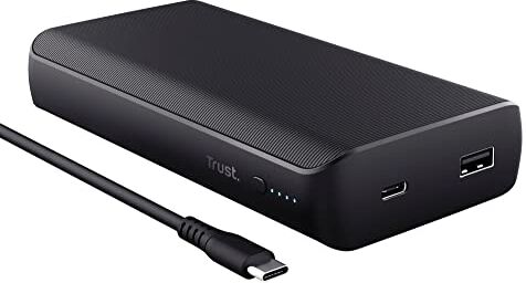 Trust Laro Power Bank 20000 mAh 65 W, Caricabatterie Portatile, Powerbank, Pacchetto Caricatore Portatile per Laptop USB-C, MacBook, Chromebook