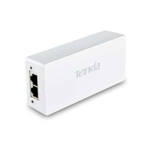 Tenda POE30G-AT Gigabit PoE Injector IEEE 802.3af/at, Uscita 48V-54V/30W, 10/100/1000 Mbps Ethernet PoE Adapter, Plug and Play, Fornisce Potenza fino a 100 Metri, Bianco