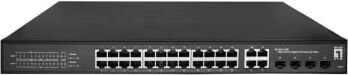 LevelOne GES-2128P Hilbert Switch Gigabit PoE Smart Lite a 28 porte, 24 uscite PoE, 4 porte Gigabit SFP/RJ45 Combo, 802.3at/af PoE, 380 W