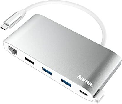 Hama 00200111 hub di interfaccia USB 3.2 Gen 1 (3.1 Gen 1) Type-C 5000 Mbit/s Argento, Bianco